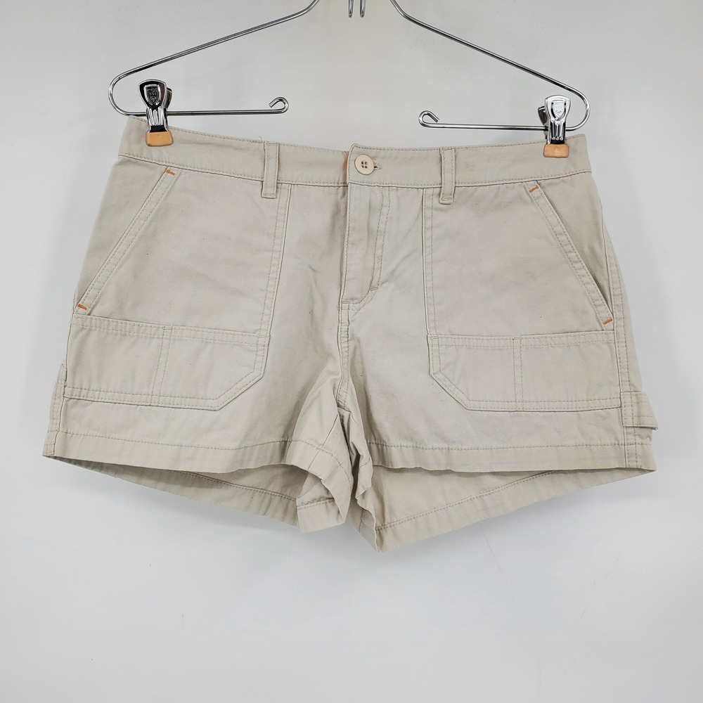 Vintage Aeropostale Y2K Khaki Canvas Cargo Utility Shorts 3/4 Low Rise Grunge
